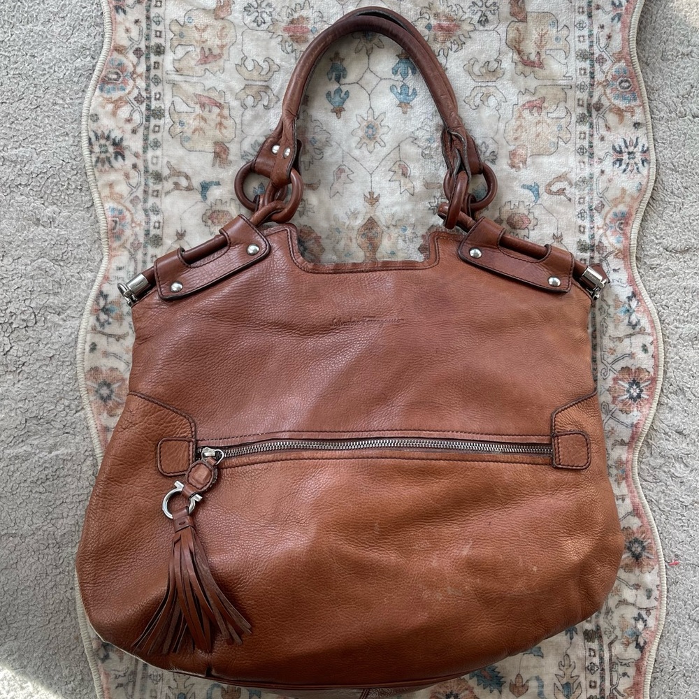 Salvatore Ferragamo Chestnut Brown Leather Hobo with Tassel - Picture 2 of 16